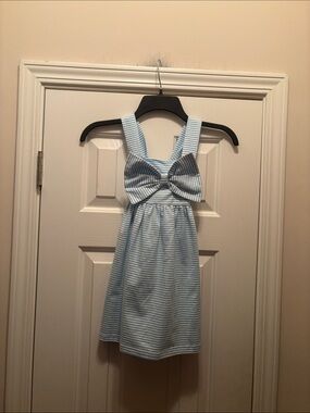 NWOT Classic Southern Smocks Blue and White Striped Bow Sundress